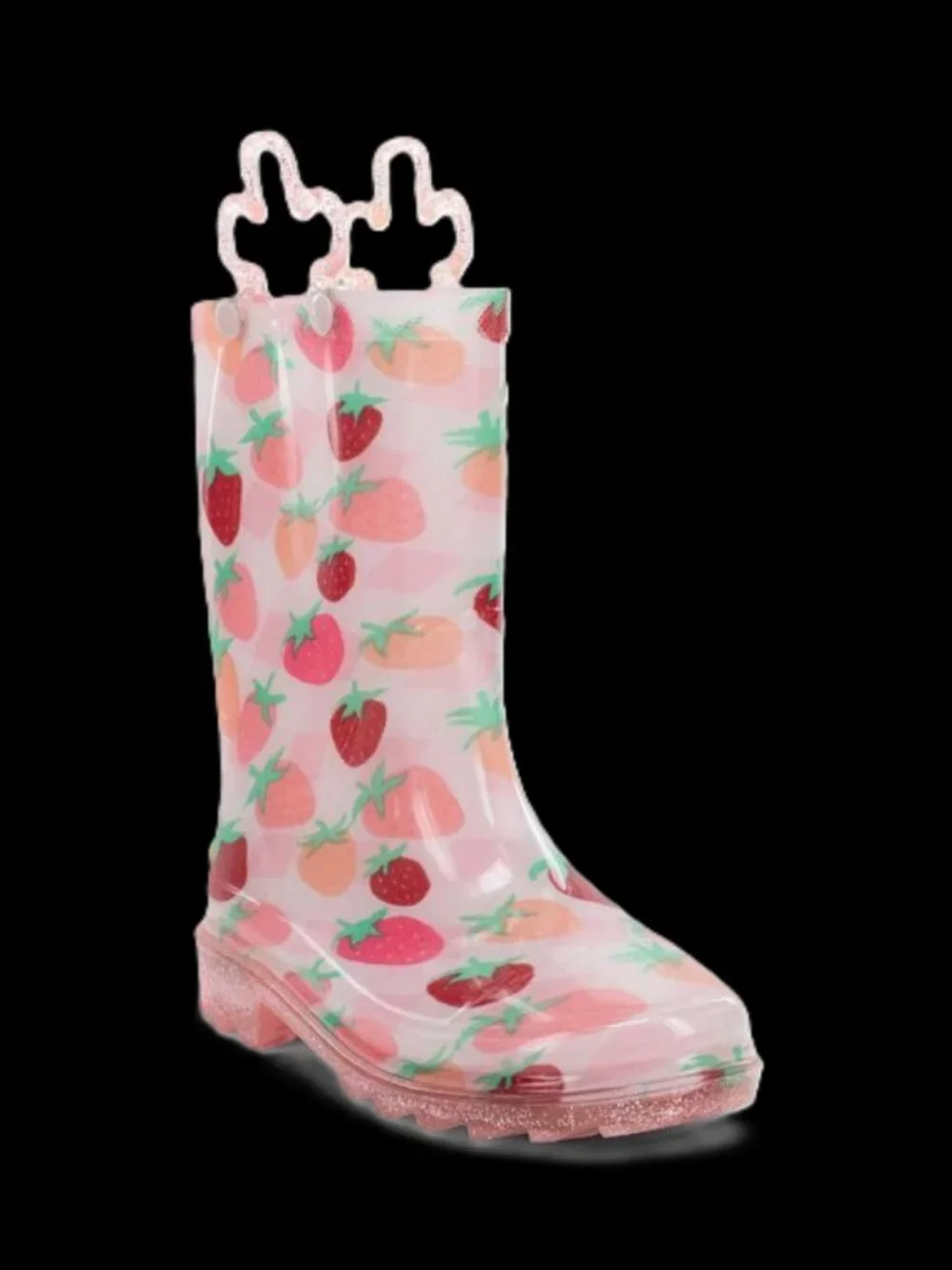 Toddler Strawberry Bliss Glitter Sparkle LIGHT UP Waterproof Boots Travel School